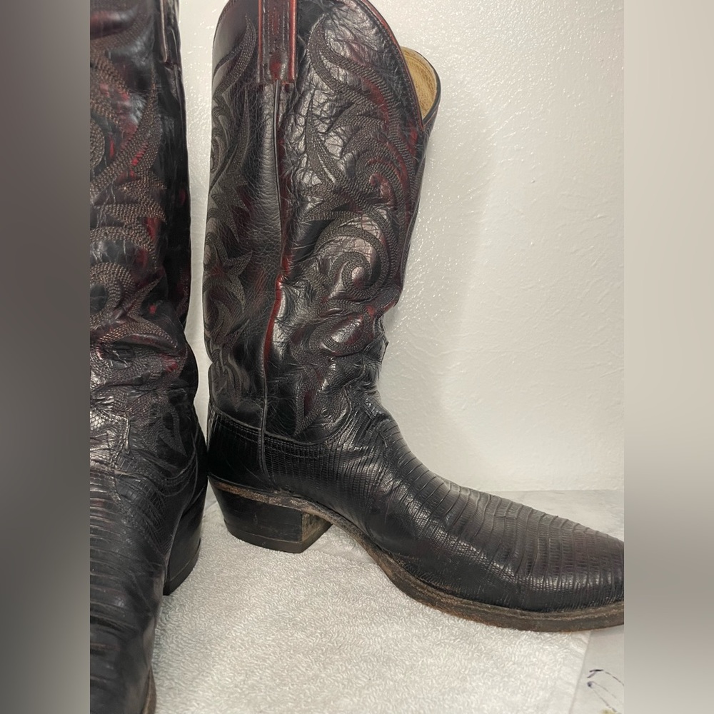 Dan Post (16731) Black Cherry Lizard Western Cowboy Boots Men's Size 10D
